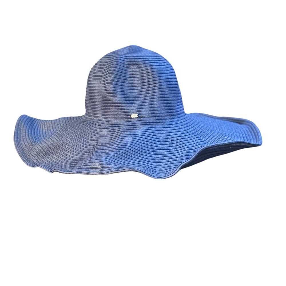 Feria Mode NY Navy Blue Wide Brim Floppy‎ Sun Hat Straw Style Summer Beach Hat